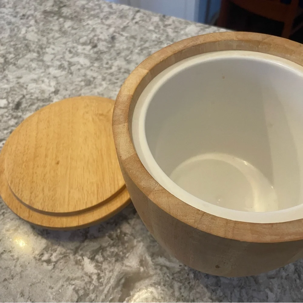 Crate & Barrel Ice Bucket beechwood